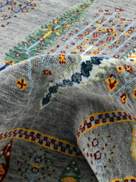 Alven Hand-Knotted Wool & Bamboo Silk Persian Rug - Alloy Grey - thumbnail 5