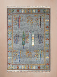 Alven Hand-Knotted Wool & Bamboo Silk Persian Rug - Alloy Grey