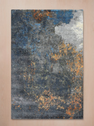 Orvane Hand-Knotted Wool & Bamboo Silk Abstract Rug - Charcoal