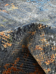 Orvane Hand-Knotted Wool & Bamboo Silk Abstract Rug - Charcoal - thumbnail 5