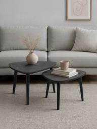 Cairo Wooden Nesting Coffee Tables - Black - thumbnail 1