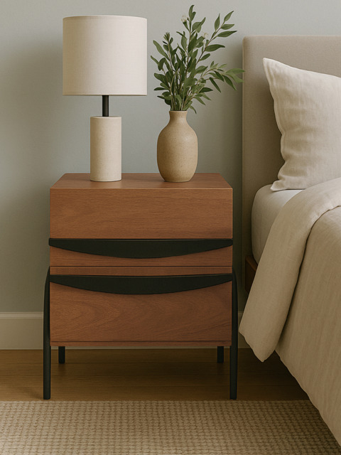 Danton Two Drawer Wooden Bedside Table - image 1