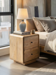 Luce Mango Wood Two Drawer Bedside Table - thumbnail 1