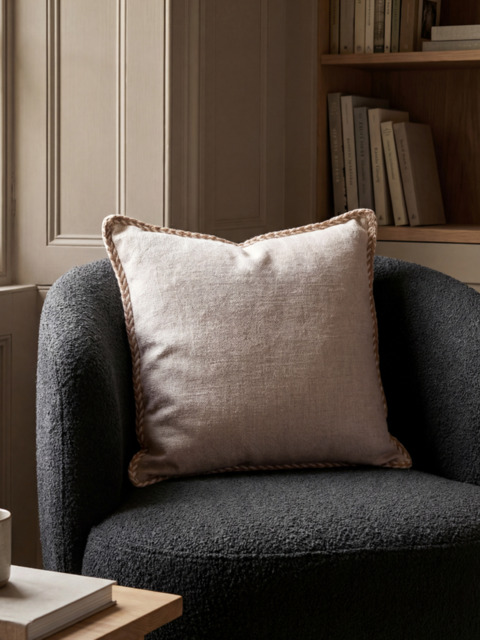Hamir Beige Hand-woven Cushion - image 1