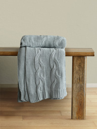 Cason Blue Cotton Knitted Throw - thumbnail 1
