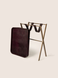 Fenn Croco Print Leather Tray Side Table - Burgundy - thumbnail 4