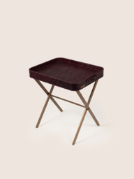 Fenn Croco Print Leather Tray Side Table - Burgundy - thumbnail 2