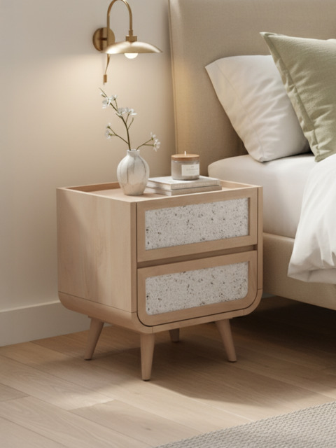 Kael Two Drawer Bedside Table - Natural - image 1