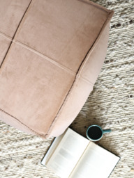 Verdure Beige Cotton Pouffe - thumbnail 2