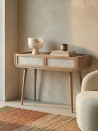 Kael Two Drawer Console Table - Natural - thumbnail 1
