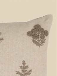 Nomad Floral Embroidered Cotton–Linen Cushion - Green - thumbnail 6