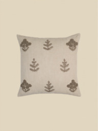 Nomad Floral Embroidered Cotton–Linen Cushion - Green - thumbnail 2