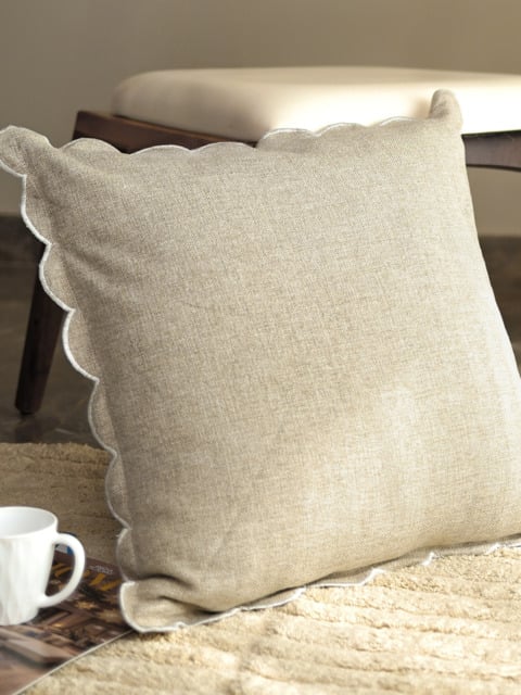 Zina Cotton-Linen Beige Cushion - image 1