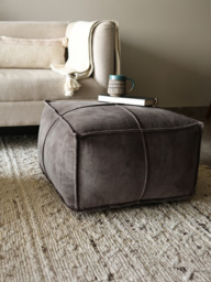 Verdure Grey Cotton Pouffe - thumbnail 1
