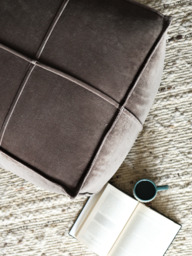 Verdure Grey Cotton Pouffe - thumbnail 2