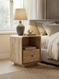 Luce Mango Wood One Drawer Bedside Table - thumbnail 1