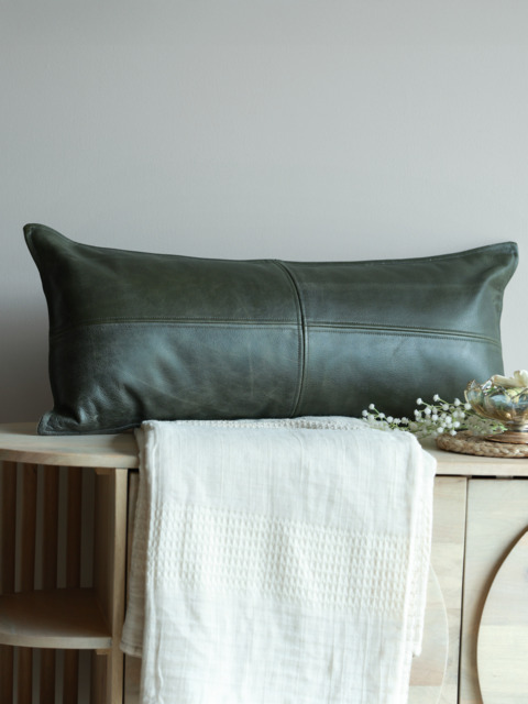 Sloane Green Leather Cushion - image 1