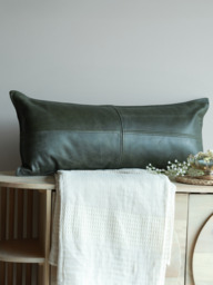 Sloane Green Leather Cushion - thumbnail 1