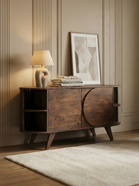 Sierra Two Door Wooden Sideboard - Dark Wood - image 1