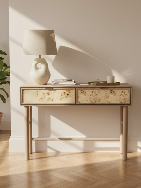 Aurea Burl Two Drawer Console Table - Natural - image 1