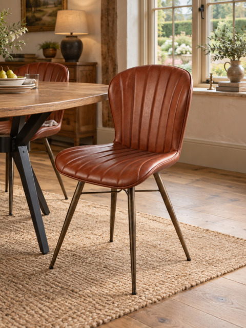 Ren Waxy Leather Dining Chair - Cognac - image 1
