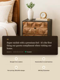 Simon Two Drawer Wooden Bedside Table - thumbnail 3