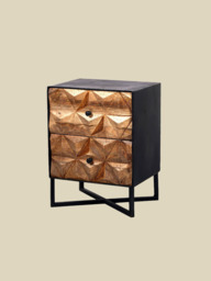 Simon Two Drawer Wooden Bedside Table - thumbnail 2