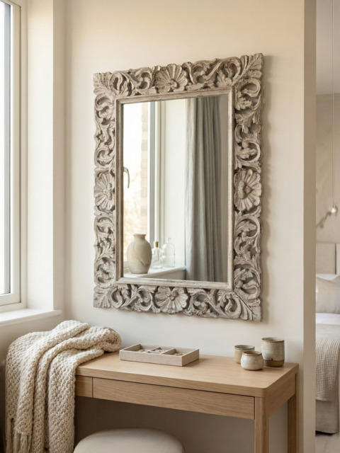 Naaz Carved Wooden Mirror - image 1