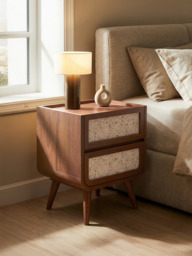 Kael Two Drawer Bedside Table - Walnut - thumbnail 1