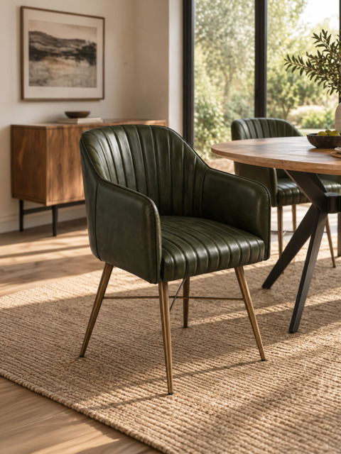 Corso Waxy Leather Dining Chair - Olive - image 1