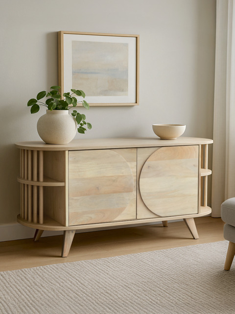 Sierra Two Door Wooden Sideboard - Light Wood - image 1