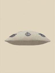 Nomad Floral Embroidered Cotton–Linen Cushion - Blue - thumbnail 4