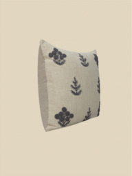 Nomad Floral Embroidered Cotton–Linen Cushion - Blue - thumbnail 5