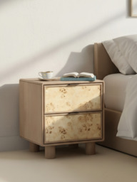 Aurea Burl Two Drawer Bedside Table - Natural - thumbnail 1