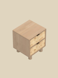 Aurea Burl Two Drawer Bedside Table - Natural - thumbnail 6
