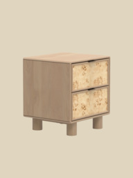 Aurea Burl Two Drawer Bedside Table - Natural - thumbnail 4