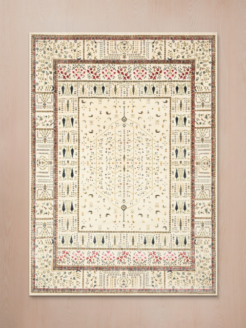 Tarev Hand-Knotted Wool & Bamboo Silk Persian Rug - Off White - image 1
