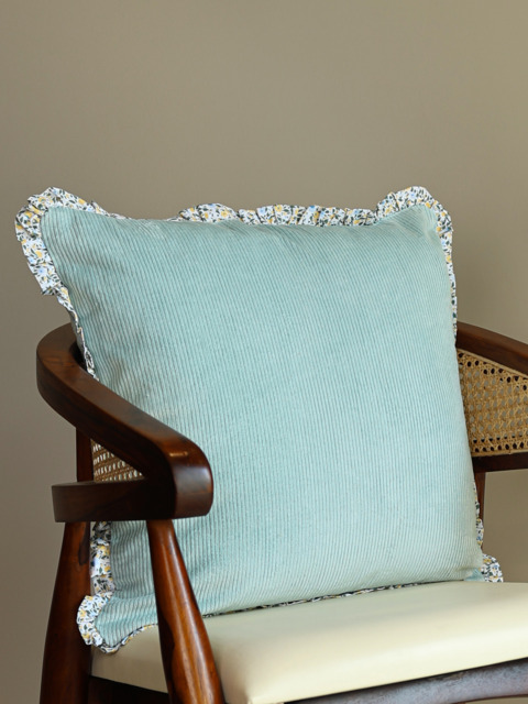 Maribelle Blue Cotton Cushion - Aqua Blue / Microfibre Filler