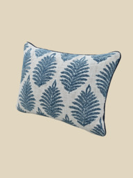 Azure Floral Cotton Embroidered Cushion - thumbnail 6