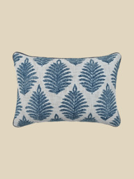 Azure Floral Cotton Embroidered Cushion - thumbnail 2