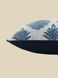 Azure Floral Cotton Embroidered Cushion - thumbnail 4