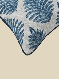 Azure Floral Cotton Embroidered Cushion - thumbnail 5