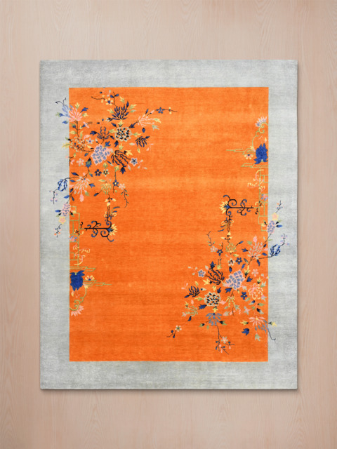 Zareh Hand-Knotted Wool & Bamboo Silk Rug - Orange - image 1