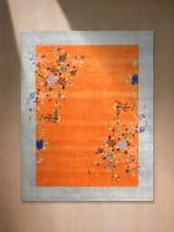Zareh Hand-Knotted Wool & Bamboo Silk Rug - Orange - thumbnail 2