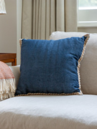 Hamir Deep Blue Hand-woven Cushion - thumbnail 1