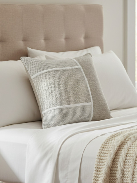 Lyric Cotton-Wool Cushion - Beige / Feather Filler