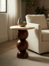 Denis Travertine Top Side Table