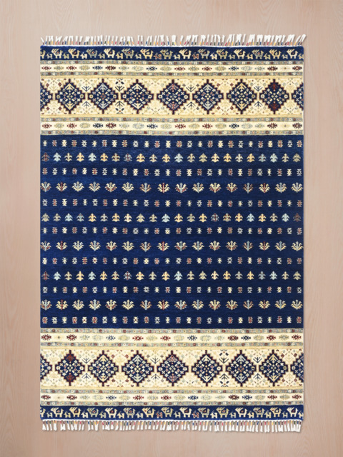 Virel Hand-Knotted Wool & Bamboo Silk Rug - Blue - image 1