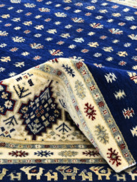 Virel Hand-Knotted Wool & Bamboo Silk Rug - Blue - thumbnail 5