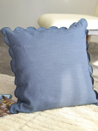 Zina Cotton-Linen Blue Cushion - thumbnail 6